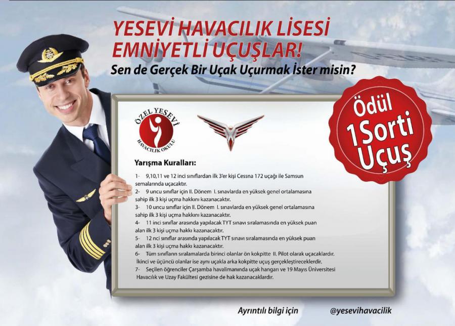 YESEVİ HAVACILIK LİSESİNDE EMNİYETLİ UÇUŞLAR  !